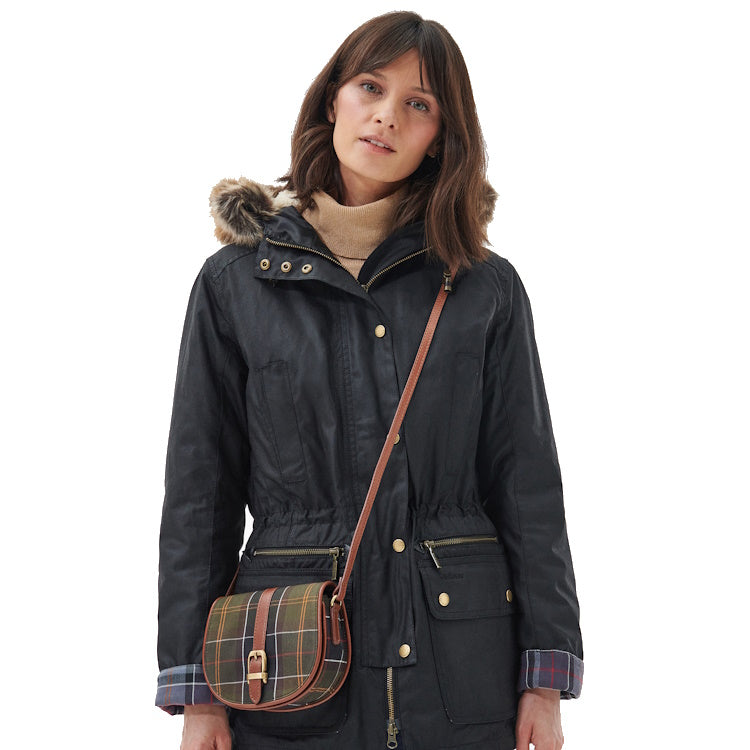 Barbour Ladies Katrine Leather Saddle Bag - Classic Tartan