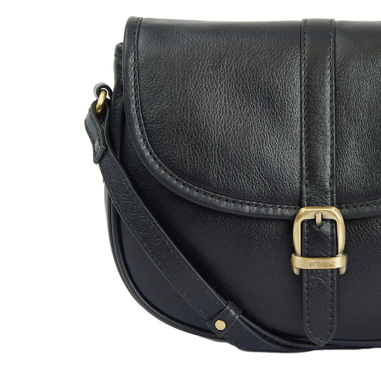 Barbour Laire Medium Leather Saddle Bag - Black