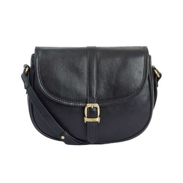 Barbour Laire Medium Leather Saddle Bag - Black