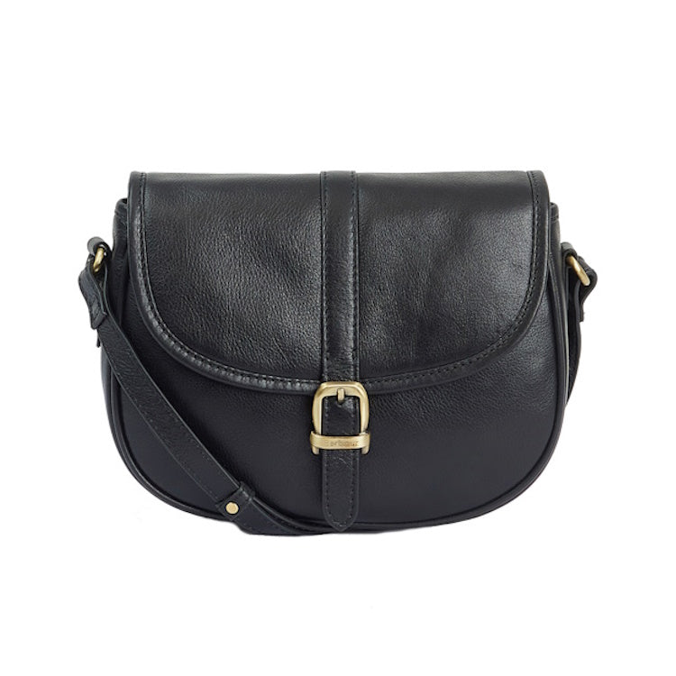 Barbour Laire Medium Leather Saddle Bag - Black