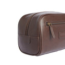 Barbour Leather Washbag Dark - Brown