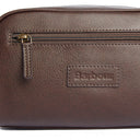 Barbour Leather Washbag Dark - Brown