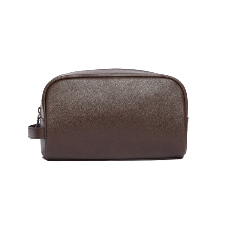 Barbour Leather Washbag Dark - Brown