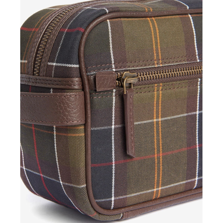 Barbour Tartan and Leather Washbag - Classic Tartan