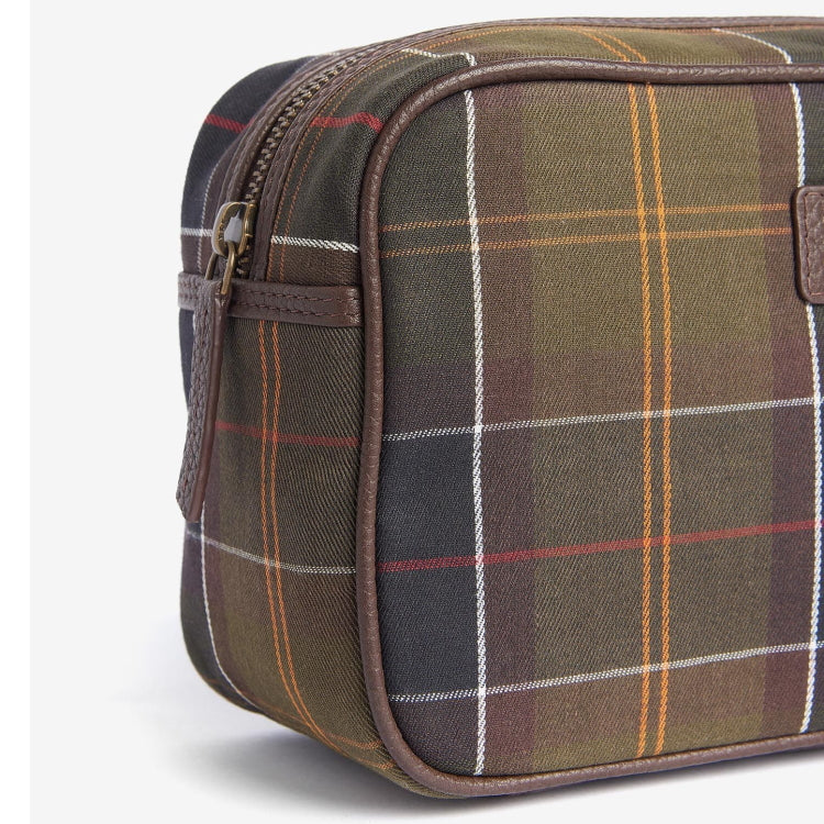 Barbour Tartan and Leather Washbag - Classic Tartan