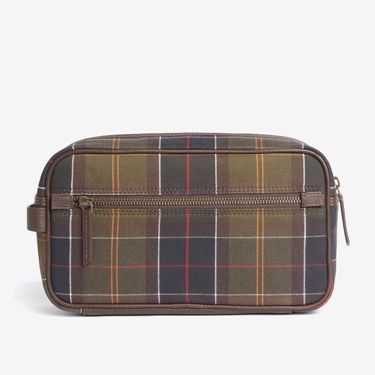 Barbour Tartan and Leather Washbag - Classic Tartan