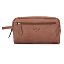 Hoggs of Fife Monarch Leather Wash Bag - Hazelnut