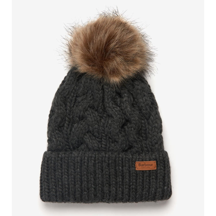 Barbour Ladies Penshaw Cable Beanie - Charcoal