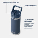 Yeti Rambler 18oz Insulated Bottle with Colour Matched Straw Cap - Navy