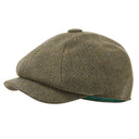 Schoffel Newsboy Mens Cap - Loden Green Herringbone Wide Tweed