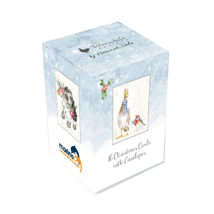 Wrendale Designs Charity Boxed Mini Christmas Cards - Duck Mouse Dog Cat Box of 16