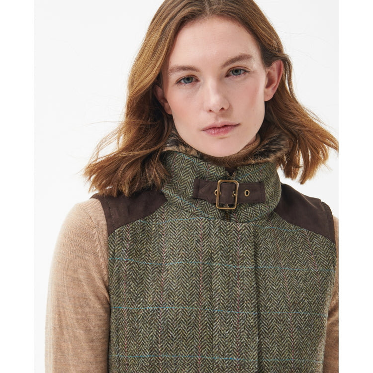 Barbour Ladies Alder Wool Gilet - Gardenia/Brown