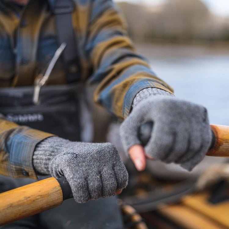 Simms Wool Half Finger Gloves Steel John Norris