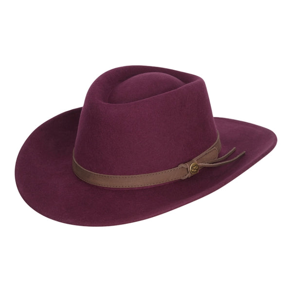 Hoggs of Fife Wax Perth Crushable Felt Hat - Merlot