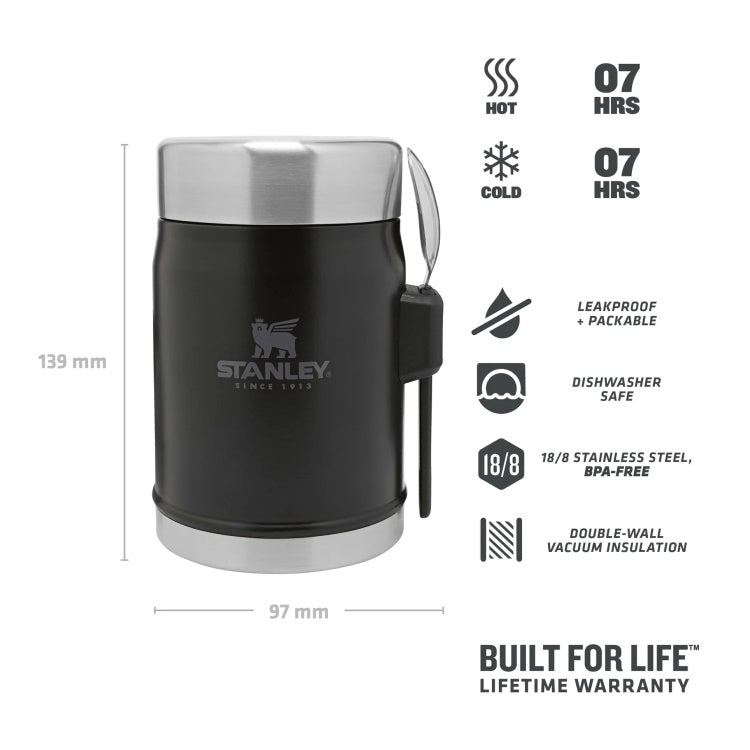 Stanley Legendary Food Jar and Spork - 0.4L - Matte Black Pebble