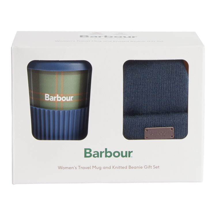 Barbour Travel Mug Gift Set - Navy/Classic Tartan