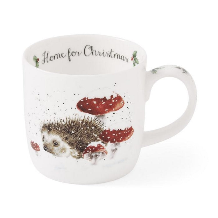 Royal Worcester Wrendale Fine Bone China Christmas Mug - Home For Christmas Hedgehog