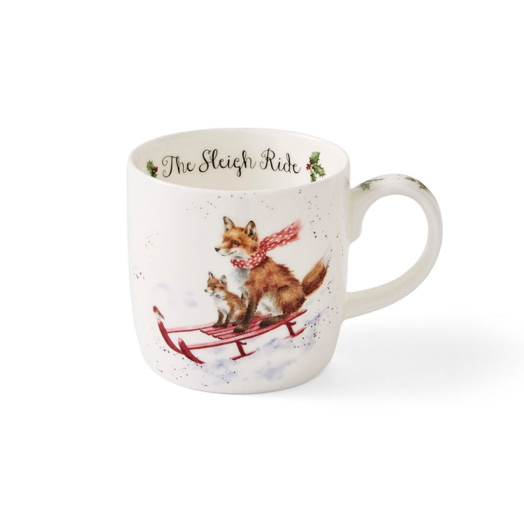 Royal Worcester Wrendale Fine Bone China Christmas Mug - The Sleigh Ride Fox