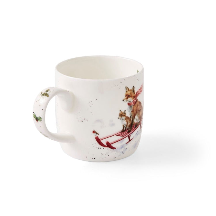 Royal Worcester Wrendale Fine Bone China Christmas Mug - The Sleigh Ride Fox