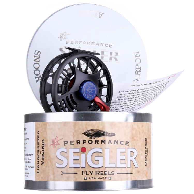 Seigler Saltwater Fly Reel - Black/Red/Blue