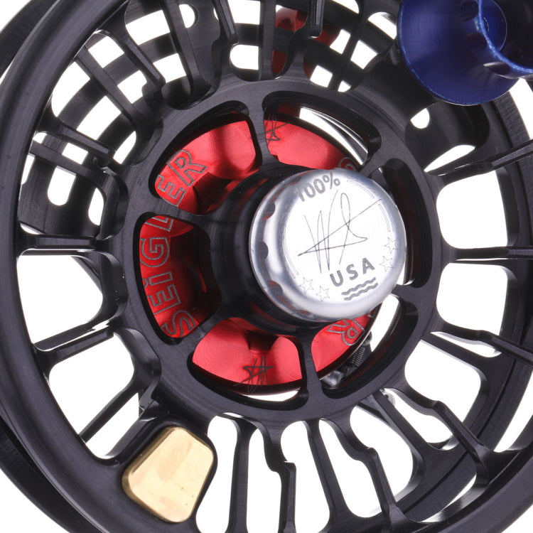 Seigler Saltwater Fly Reel - Black/Red/Blue