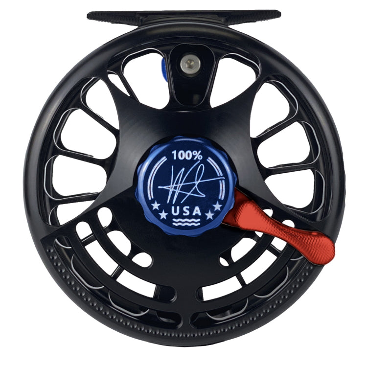 Seigler Saltwater Fly Reel - Black/Red/Blue