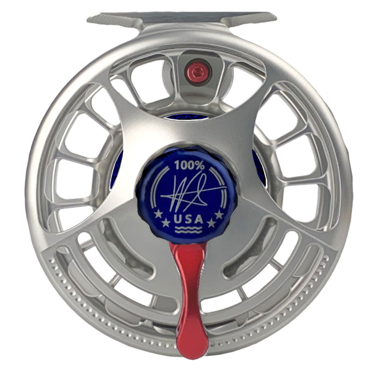 Seigler Saltwater Fly Reel - Silver/Red/Blue