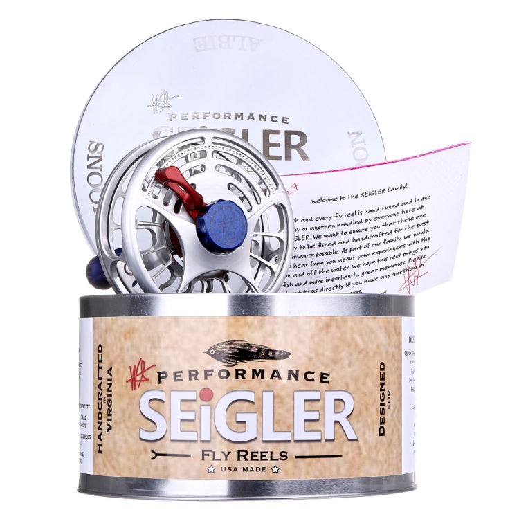 Seigler Saltwater Fly Reel - Silver/Red/Blue