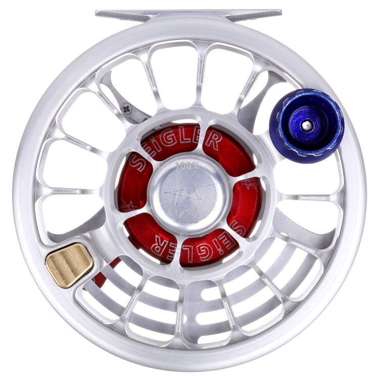 Seigler Saltwater Fly Reel - Silver/Red/Blue