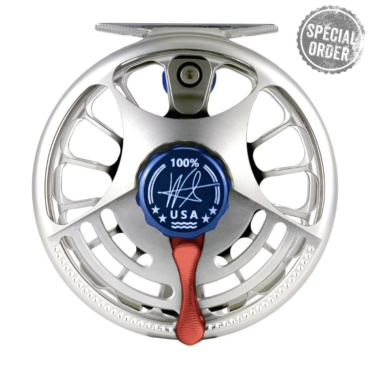 Seigler Saltwater Fly Reel - Silver/Red/Blue