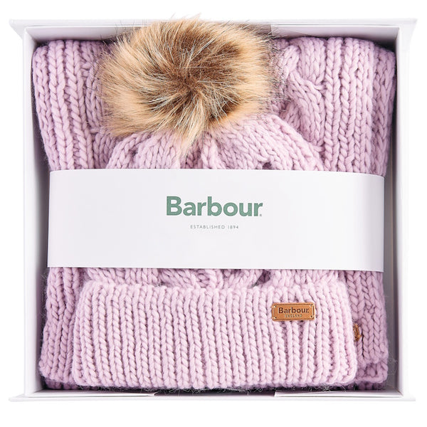 Barbour Ladies Penshaw Beanie and Scarf Set - Lavender Haze