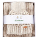 Barbour Ladies Saltburn Beanie and Scarf Set - Pearl