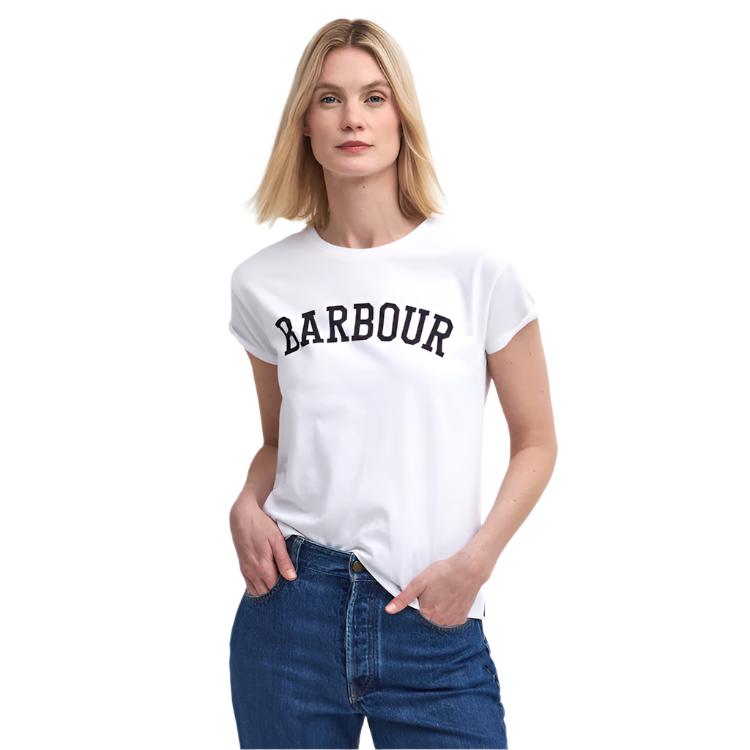 Barbour Ladies Northumberland Classic T-Shirt - White/Navy