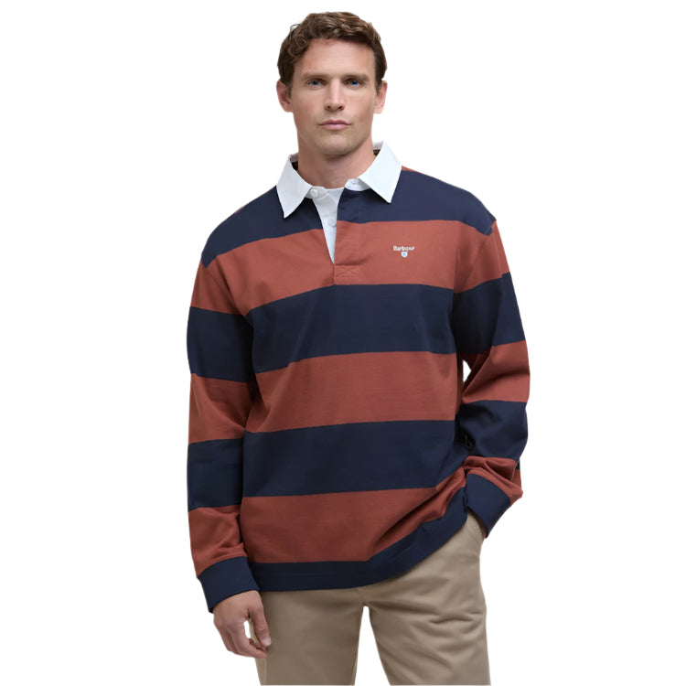 Barbour Broome Rugby Shirt - Navy/Rust