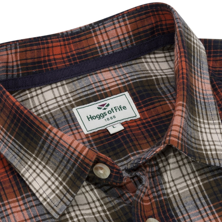 Hoggs Of Fife Tiree Herringbone Check Shirt - Rust/Olive/Navy