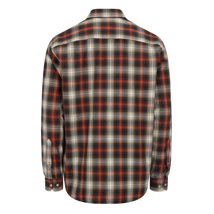 Hoggs Of Fife Tiree Herringbone Check Shirt - Rust/Olive/Navy