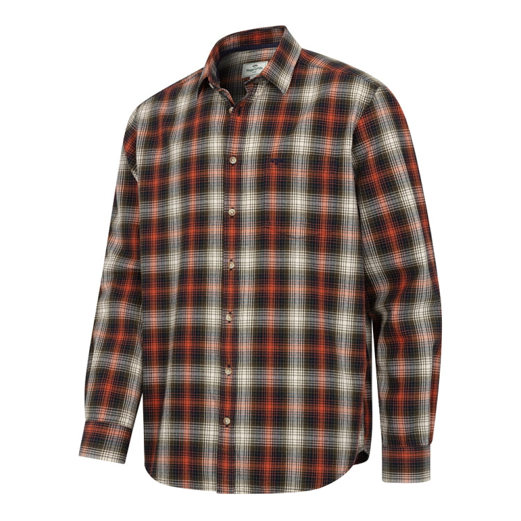 Hoggs Of Fife Tiree Herringbone Check Shirt - Rust/Olive/Navy