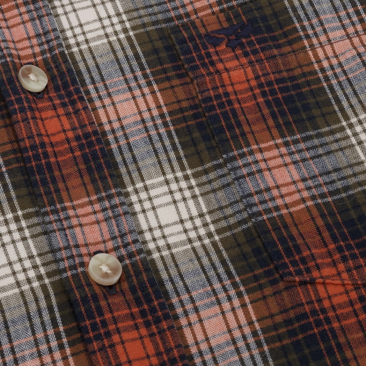 Hoggs Of Fife Tiree Herringbone Check Shirt - Rust/Olive/Navy