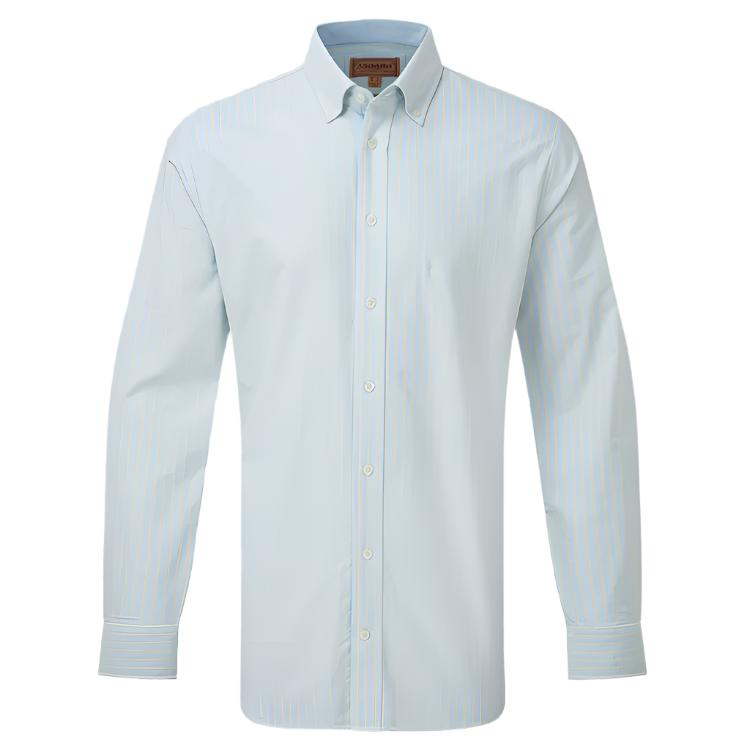 Schoffel Holt Soft Oxford Tailored Shirt - Pale Blue/Lemon Stripe