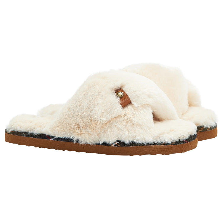 Barbour Ladies Eliza Cross-Over Slipper - Ivory