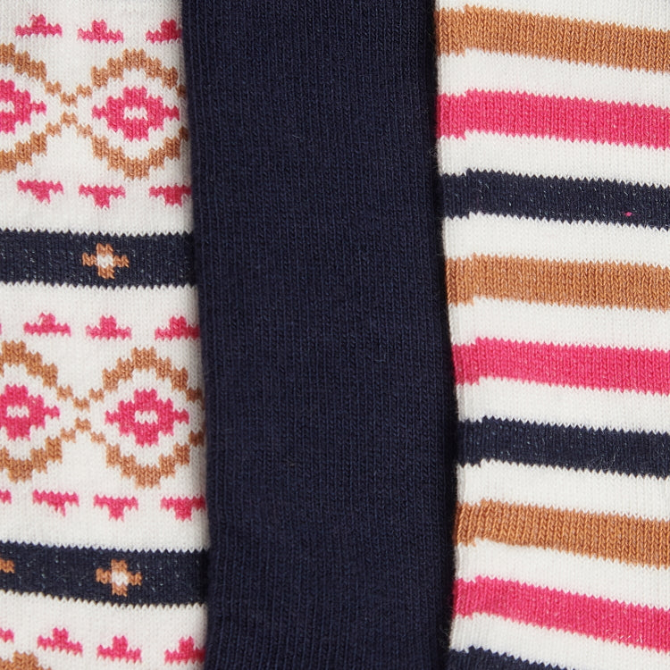 Barbour Ladies Claudia Fairisle Sock Gift Set - Navy/Pink Mix