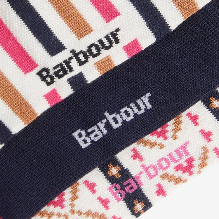 Barbour Ladies Claudia Fairisle Sock Gift Set - Navy/Pink Mix