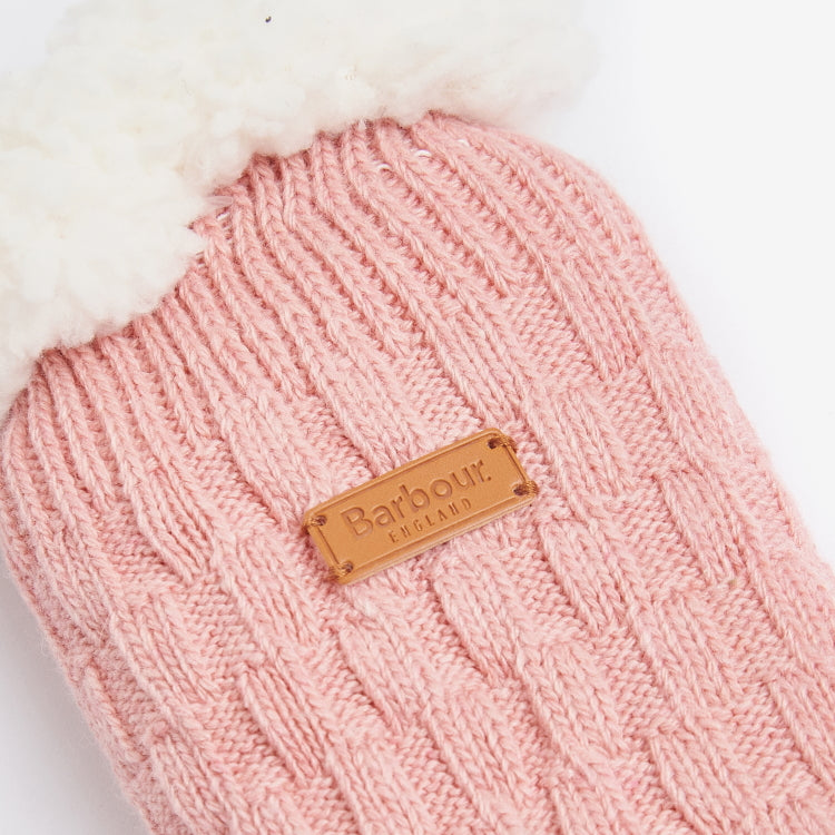 Barbour Ladies Cable Knit Lounge Socks - Dusty Pink