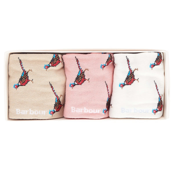 Barbour Ladies Pheasant Sock Gift Set - Pink Rust