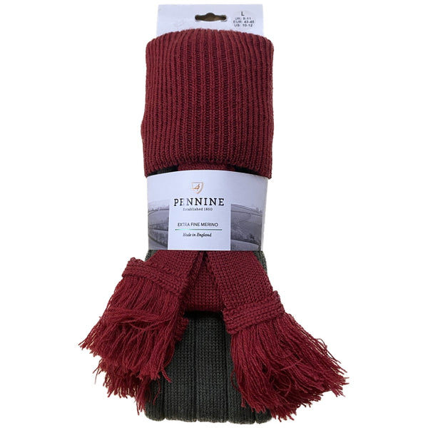 Pennine Royale Shooting Socks and Garter Set - Hunter/Deep Red