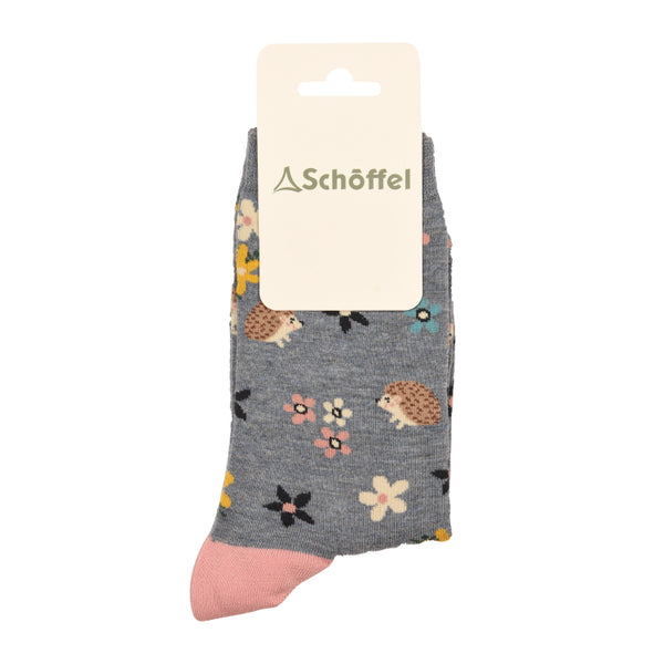 Schoffel Ladies Cotton Socks - Blue Hedgehog