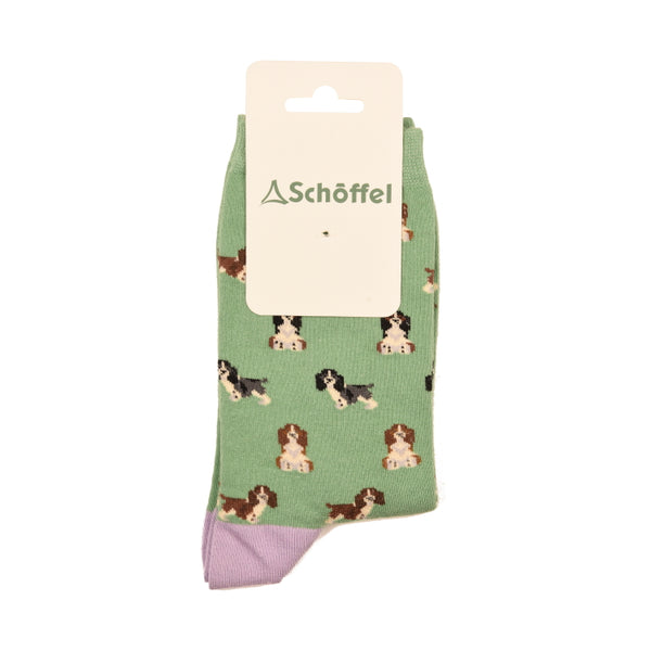 Schoffel Ladies Cotton Socks - Green Spaniel