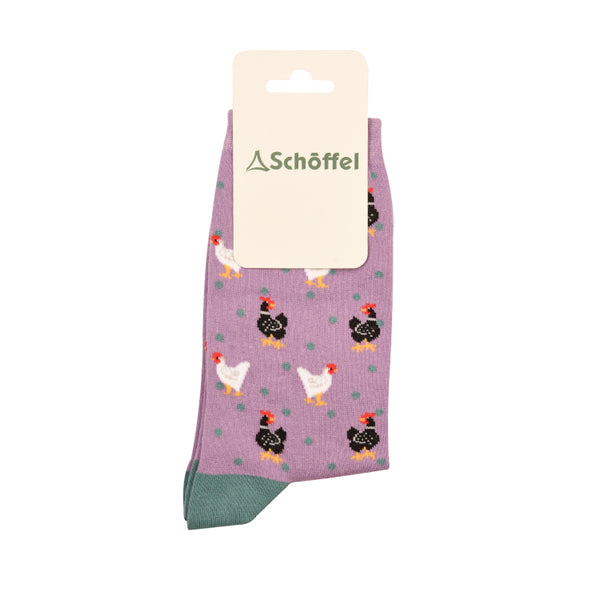 Schoffel Ladies Cotton Socks - Lavender Chicken