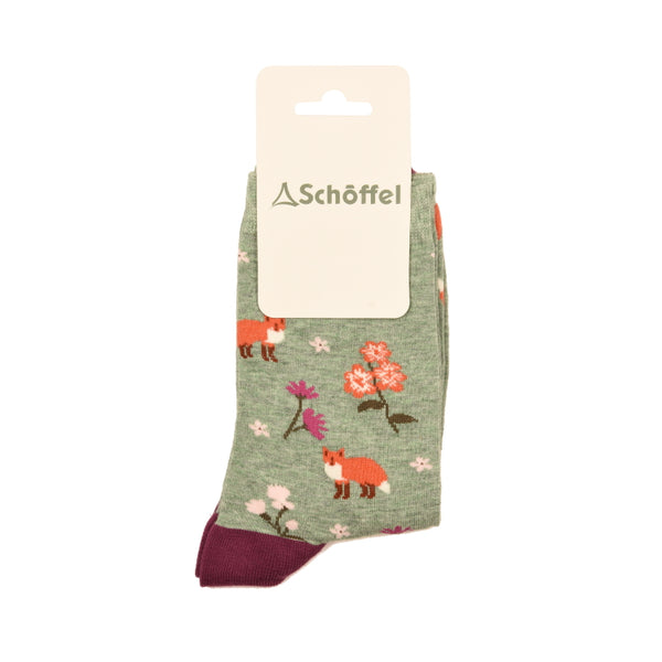 Schoffel Ladies Cotton Socks - Sage Fox