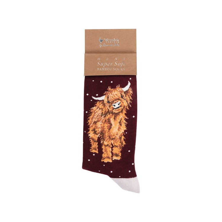 Wrendale Designs A Highland Christmas Highland Cow Mens Christmas Socks